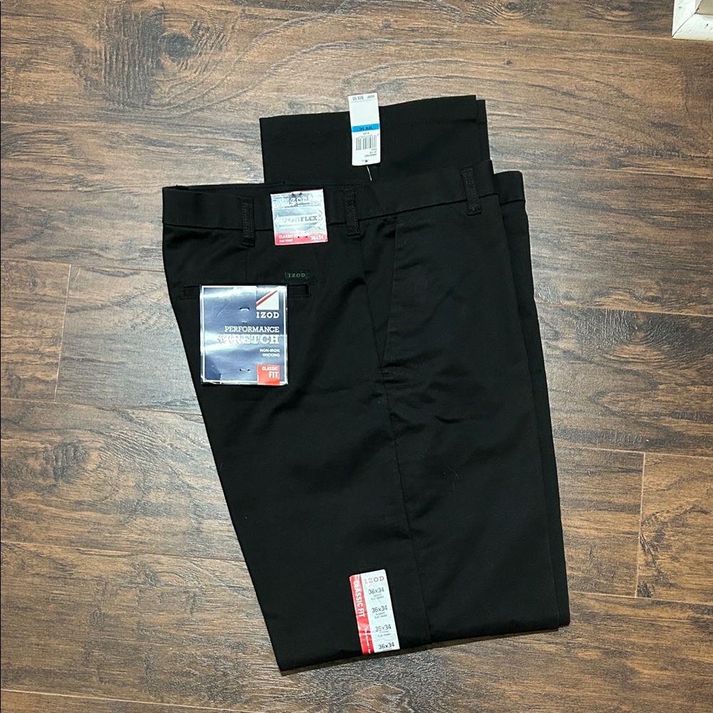 NWT IZOD Classic Fit Black Trousers